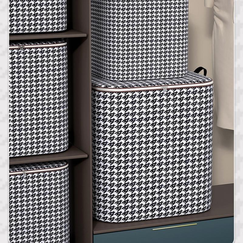 Checkered Pattern Large Capacity Storage Bag, Dustproof Waterproof Design, Space Saving Organizer, Space Saver Bags, Ideal Clothing and Quilt Organizer, Clothes Storage Organizer, Classic Style