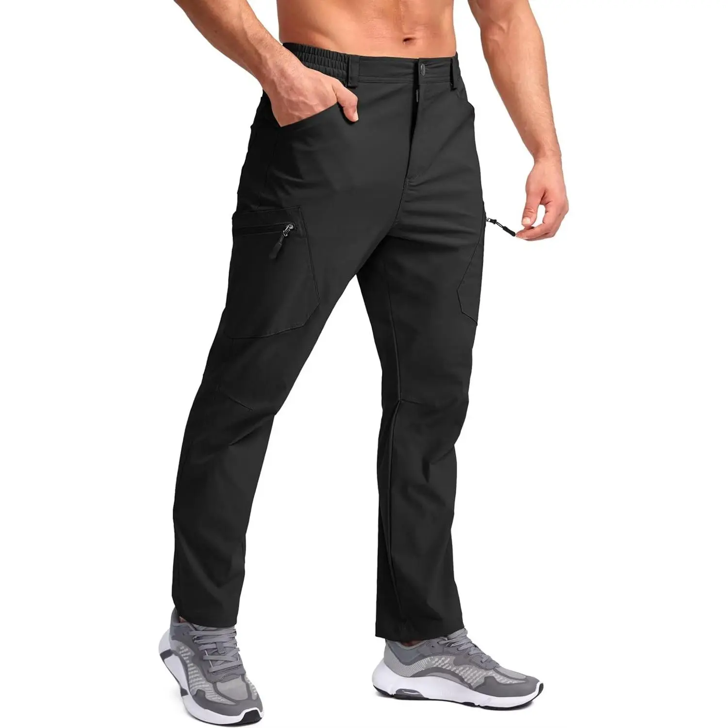 Men's Lightweight Hiking Pants with 7 Pockets Quick Dry Water Resistant Fishing Travel Pants