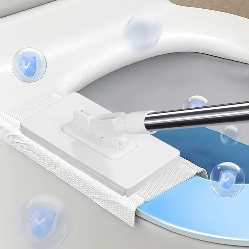 Hand-Free Automatic Mop + 4 Replacement Pads, Floor Cleaning Tool, Heavy-Duty Abs Structure, Space-Saving Design, Compatible with Standard Cleaning Cloths