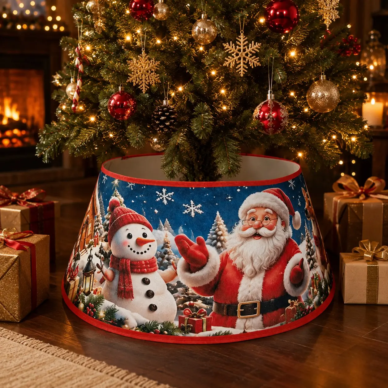 Cute Printed Christmas Tree Skirt, Classic Holiday Decoration, Festive Floor Ornament, Perfect for Christmas Parties and Home