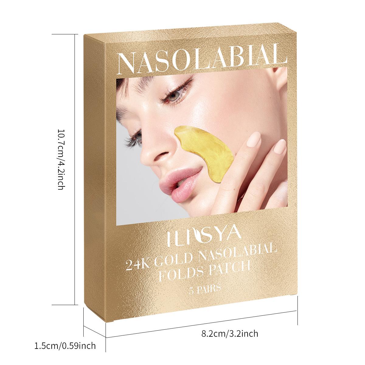 24K Gold Collagen Nasal Folds Patch, 1 Box Moisturizing Gel Mask, Hydrating Face Mask, Nose Line & Nose Groove Patches, Men's Skincare Product