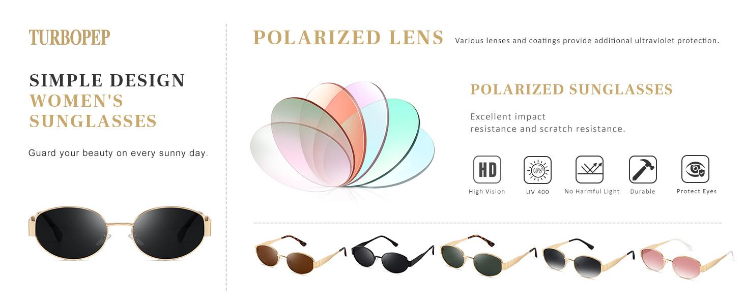 TURBOPEP Fashion Retro Oval Sunglasses for Women & Men Vintage Classic Shades Rectangle Metal Frame Shades UV400 Retro Protection 1 Pair Unique style Full Rim Sunglasses for EverydayUse Springtok