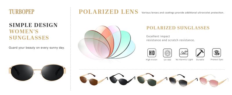 TURBOPEP Fashion Retro Oval Sunglasses for Women & Men Vintage Classic Shades Rectangle Metal Frame Shades UV400 Retro Protection 1 Pair Unique style Full Rim Sunglasses for EverydayUse Springtok