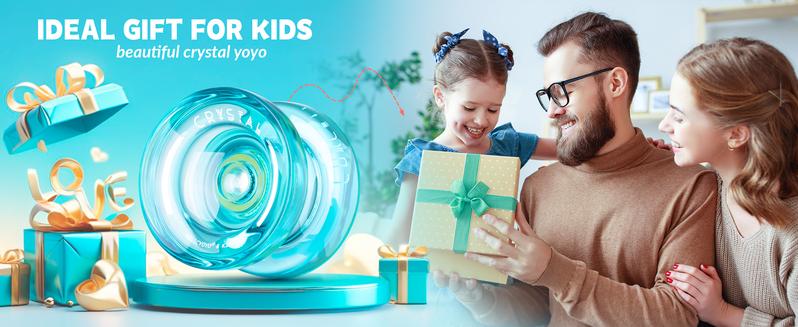 MAGICYOYO K2 Crystal - Professional Responsive Yoyo for Kids Beginners with Extra Unresponsive Yoyo Bearing, Pro Plastic Trick Yoyo for Adults+12 Yoyo Stings+Bearing Removal Tool+Storage Bag