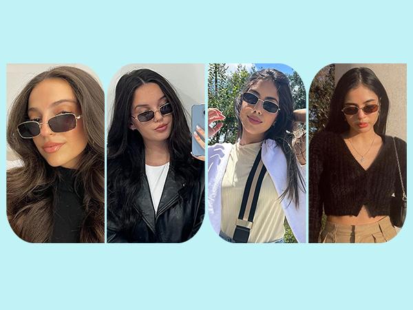 SOJOS Small Y2k Narrow Rectangle Sunglasses Womens Mens Retro 80s 90s UV400 Sunnies