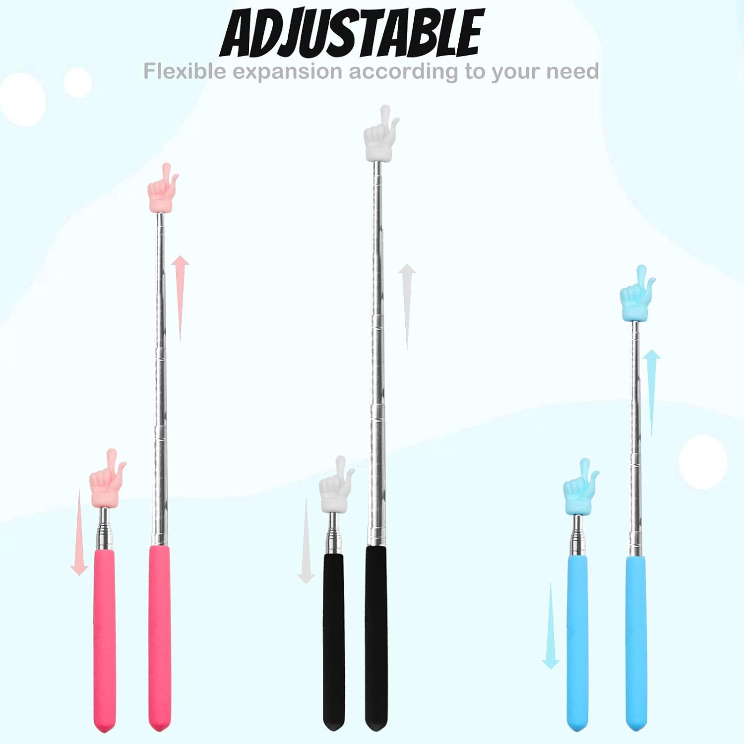 3 count Telescopic Teachers Pointer, Extendable Hand Pointer Finger Pointer Stick, Mini Retractable Classroom Pointer for Elementary School Teacher, Classroom Supplies (Black Blue) 3 count Telescopic Teachers Pointer, Extendable Hand Pointer Finger Pointer Stick, Mini Retractable Classroom Pointer for Elementary School Teacher, Classroom Supplies (Black Blue)