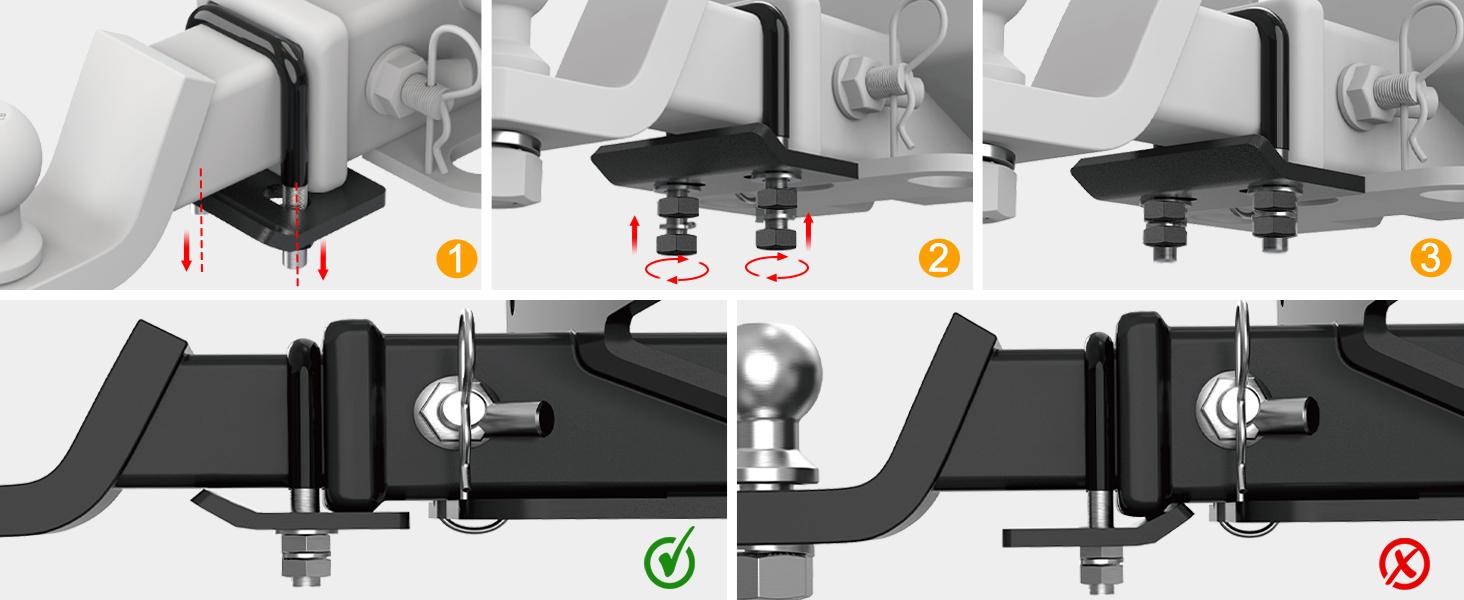 Nilight Trailer Hitch Tightener for 2 inch Trailer Hitches Anti Rattle Heavy Duty Steel with Rubber Anti-Rust Triple Protective Matte Black