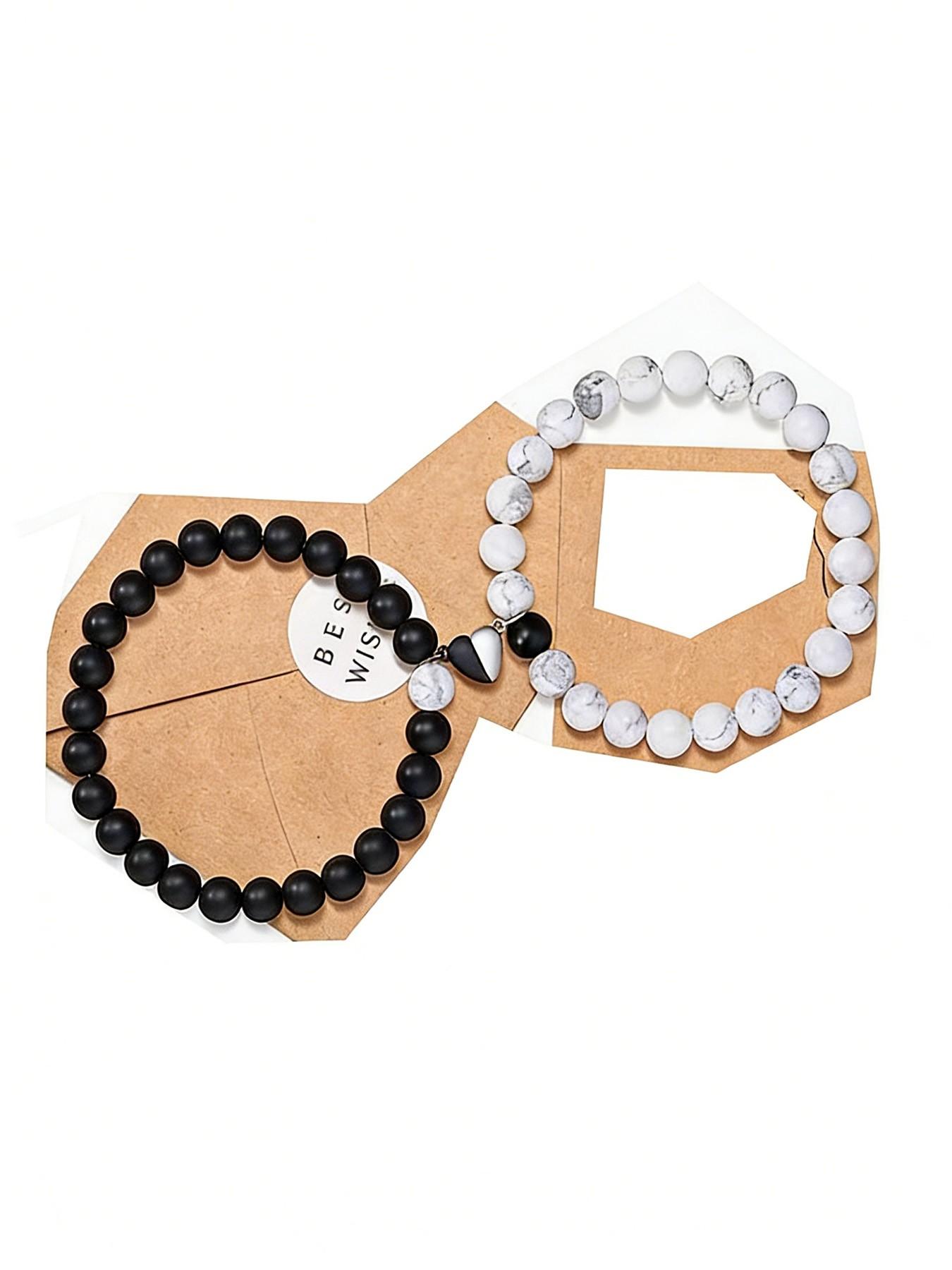 Matching Agate Magnetic Love Bracelets for Couples, Healing Stone Energy, Secure Magnet Clasp, Ideal for Daily Wear or Anniversary Surprise