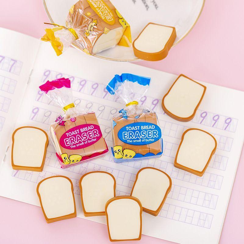Simulation Toast Bread Eraser, High-value Food Eraser, Creative Funny Stationery, Student Prizes, Simulation Bread Eraser, Wipe Clean