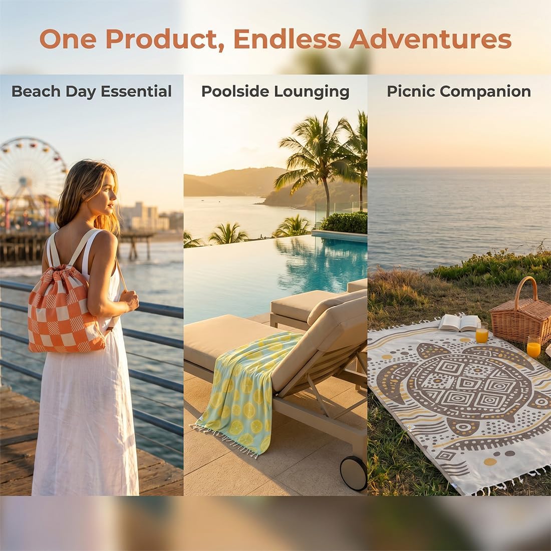2026 New 2 in 1 Convertible Backpack Towel, Oversized Microfiber Beach Blanket with Inner Zip Pocket, Sand Free, Lightweight and Quick Dry for Beach and Travel