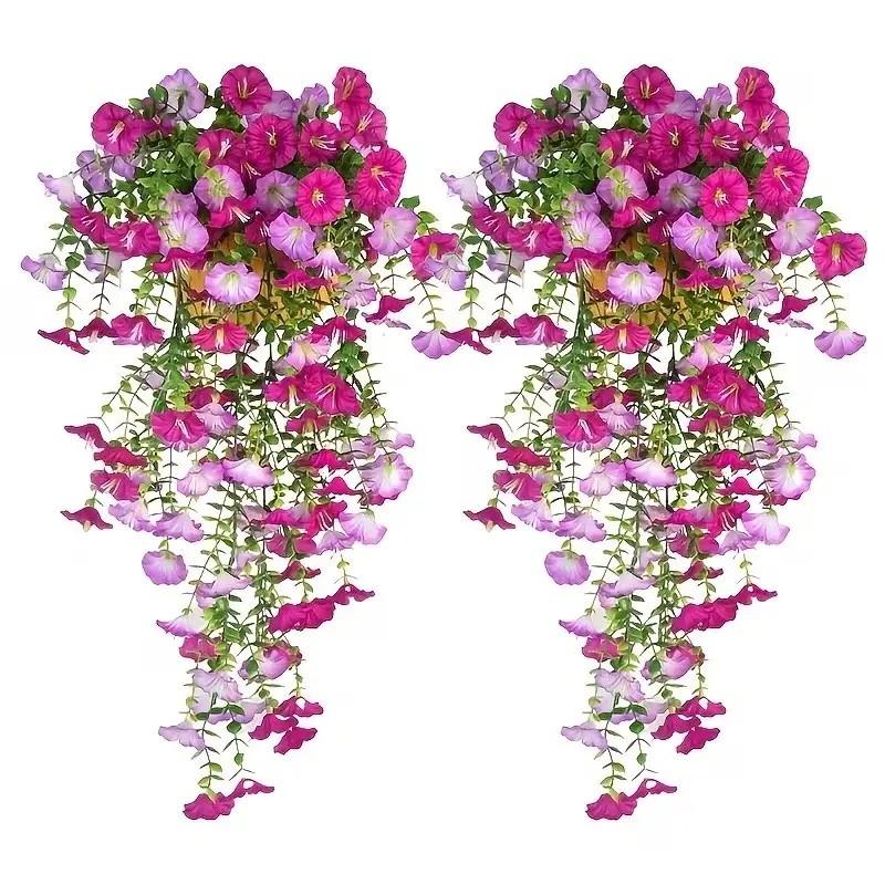 ☘️ [Lifelike Silk Petals] Elegant Pink Floral Vine | Indoor Hanging Plant - (Petals Easy To Reattach)