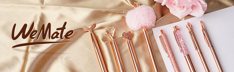 WEMATE 8Pcs Purple Pens, Metal Crystal Diamond Pen with Black & Blue Ink, Pens for Journaling, Office Supplies Fancy Pens for Women, Back to School Supplies for Girls Birthday