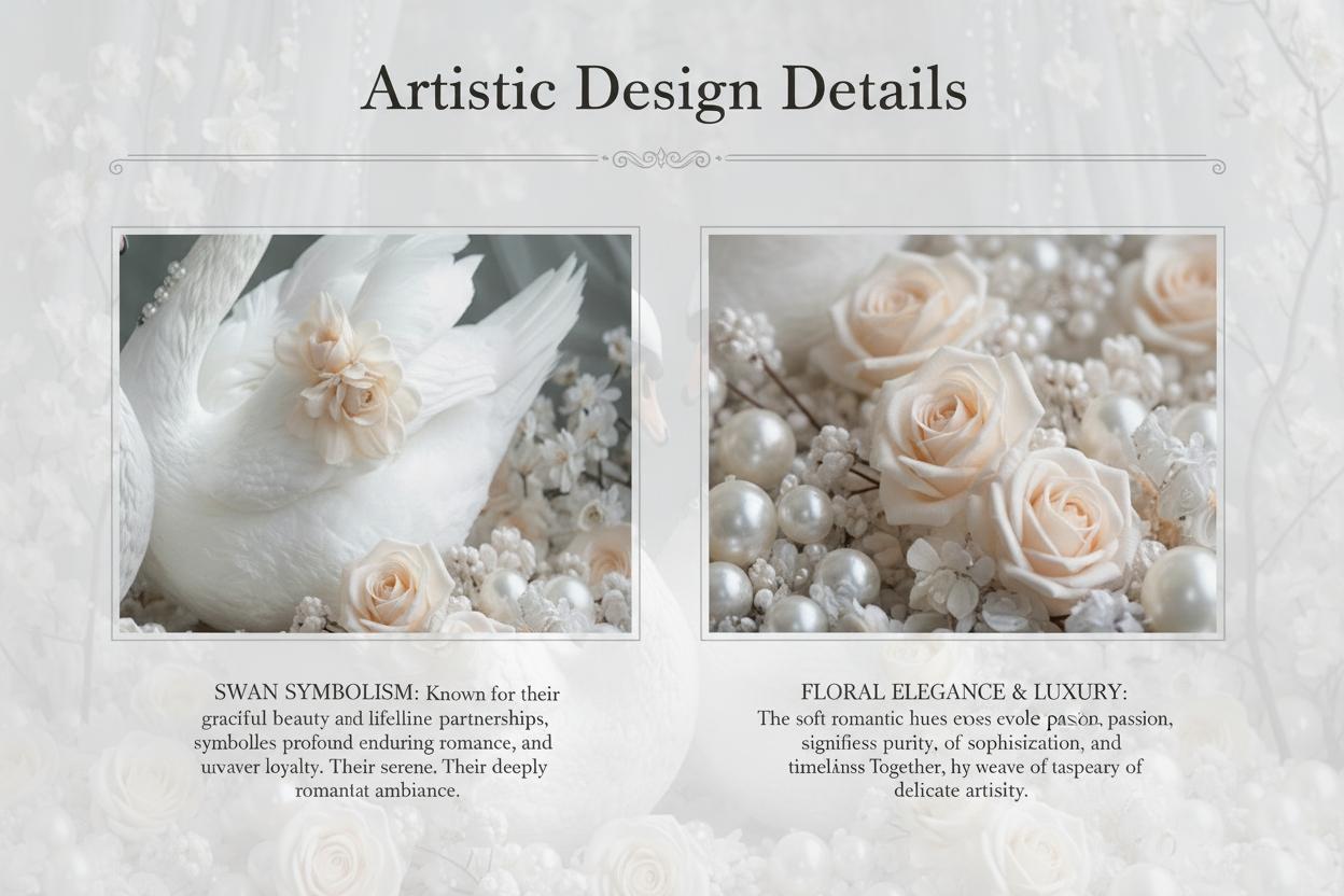 Swan Rose Bathroom Curtain, Embrace Pattern Shower Curtain, Fresh Natural Style Privacy Screen, Home Bath Decor, Includes Hooks