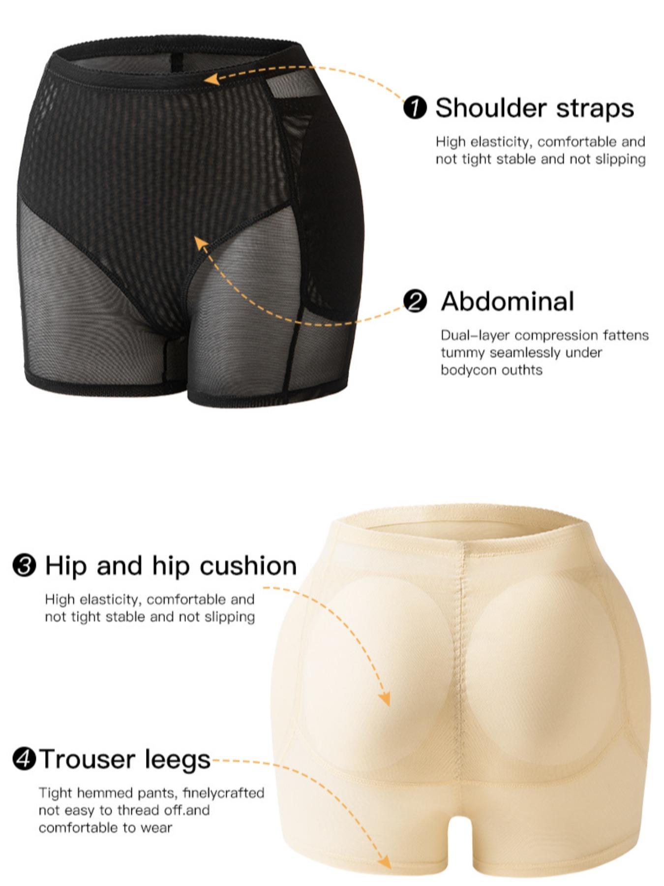 Women's High Waist Shapewear Panties with Padded Butt Lifting, Flat Belly Shaper, Safety Underwear for All Seasons, Casual Solid Color Seamless Design