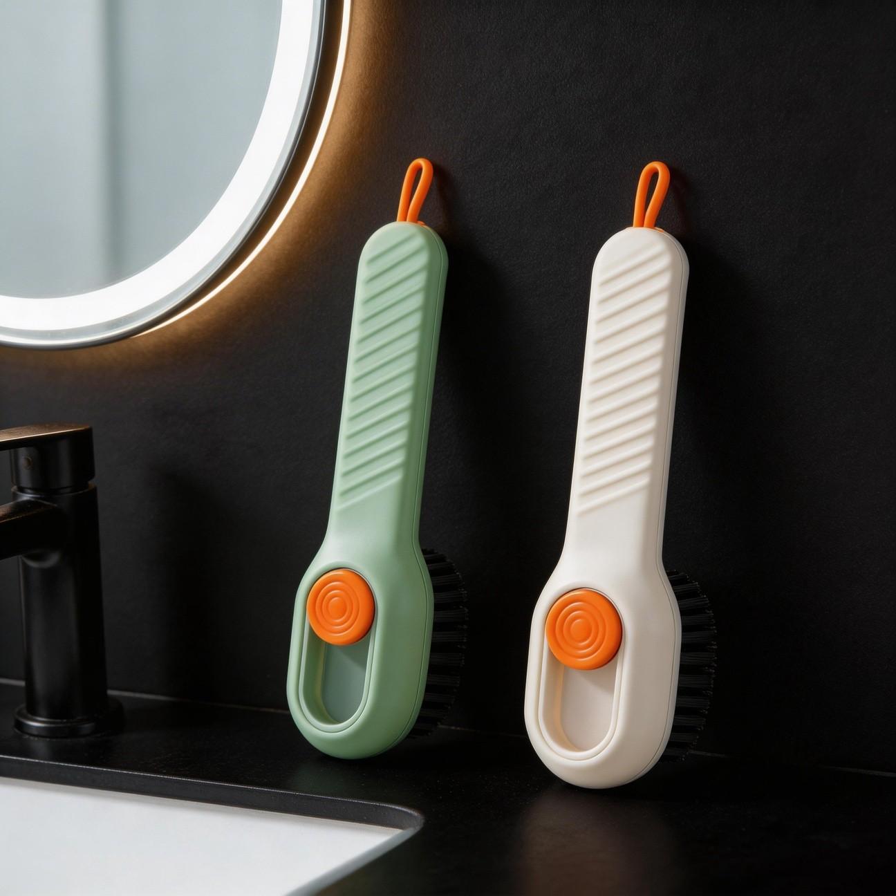 2pcs Multi-Functional Shoe Cleaning Brush for Liquid Injection Shoe Brush, Multi-functional Long-Handled Shoe Brush | Hand-Pressed, Soft-Bristled, Washable, Can Add Liquid, Portable Multi- Footwear for Sneakers, Hygienic -Demand Cleaning for /Travel