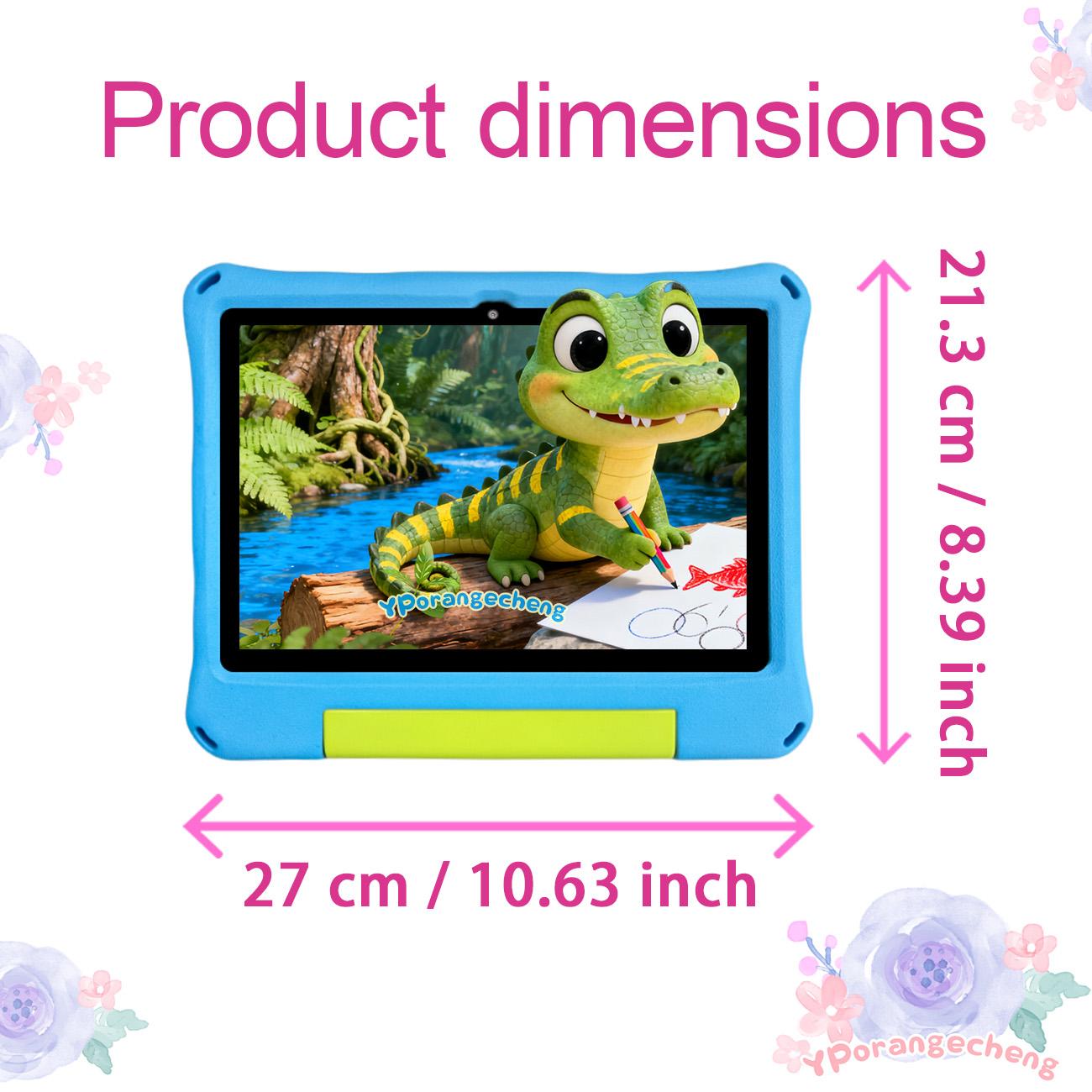 10.1-inch Touchscreen Android tablet, equipped with IWAWA education software, multiple smart applications, for home use, detachable case, portable and drop resistant, Christmas and Halloween gift, accompanying growth, no adapter, blue/pink/green