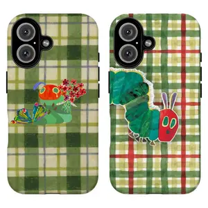 Green Gingham Hungry Caterpillar Phone Case|Plaid Floral Butterfly Cartoon Phone Cover For iPhone 17 Pro Max 16 15 14 13 12 11 for Samsung S21 S22 S23 S24 S25 S26 Phone Case