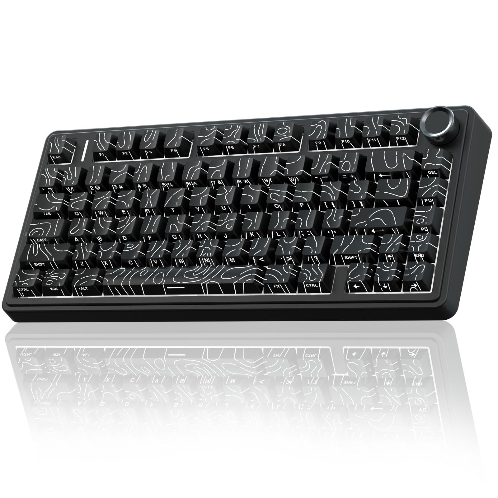 [New Coulor]AULA F75 Pro Wireless Mechanical Gaming Keyboard,75% Gasket Hot Swappable Custom Keyboard,RGB Backlit,Pre-lubed Reaper Switches,Side Printed PBT Keycaps,2.4GHz/USB-C/BT5.0 PC Accessories Office Creamy Budget Keyboards TikTokShopfalldealsforyou