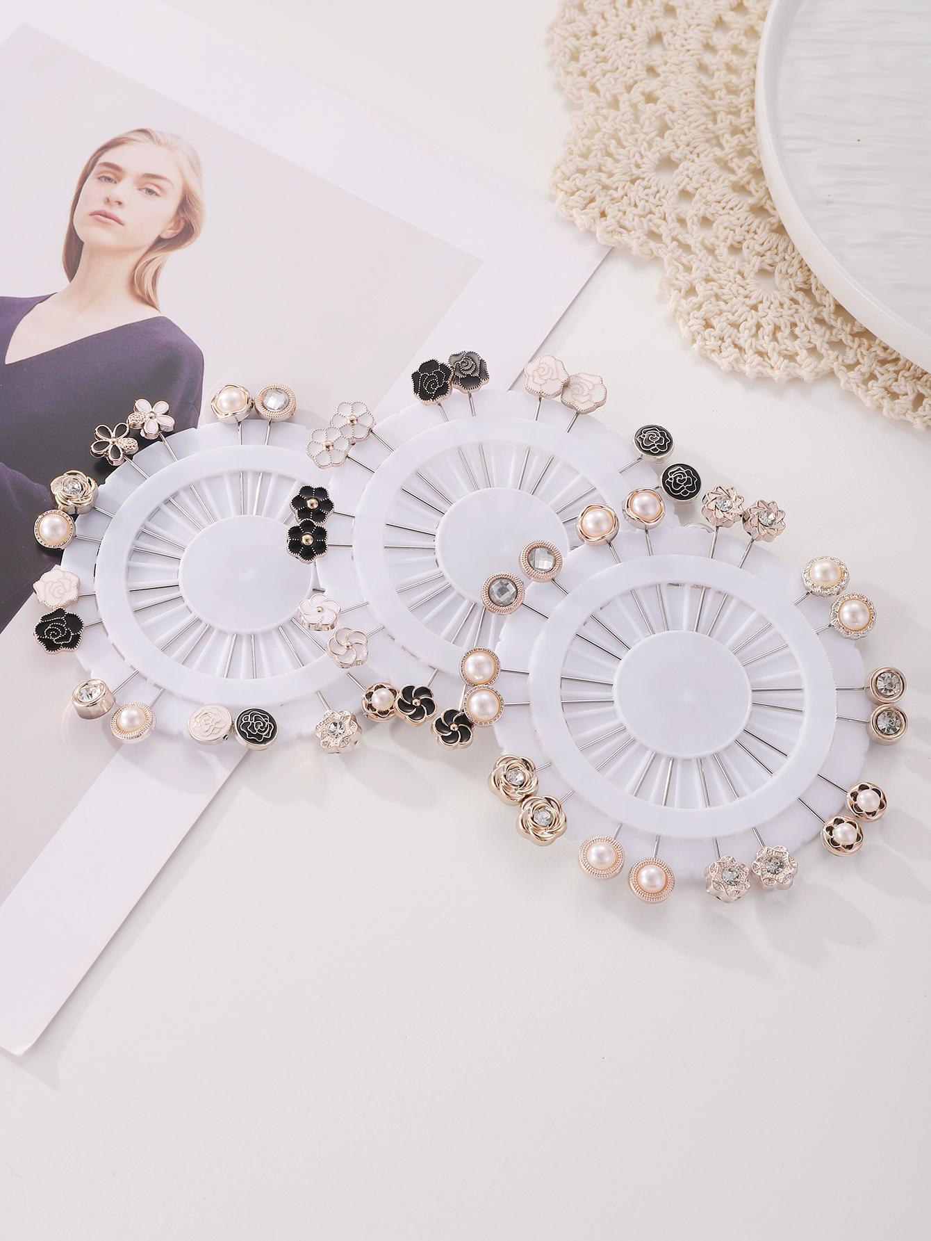 20pcs Multifunctional Head Scarf Pins, Rhinestone Fixed Knitted Scarf Accessories, Versatile Hair Accessory Set for Women