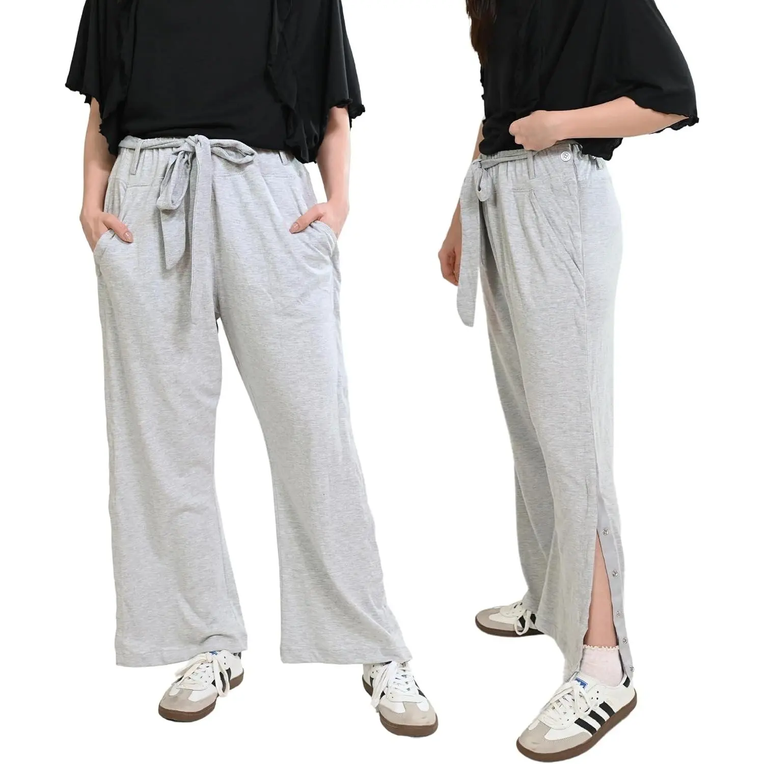 Women Tearaway Post Surgery Recovery Pajama Pants with Side Snaps & Pockets