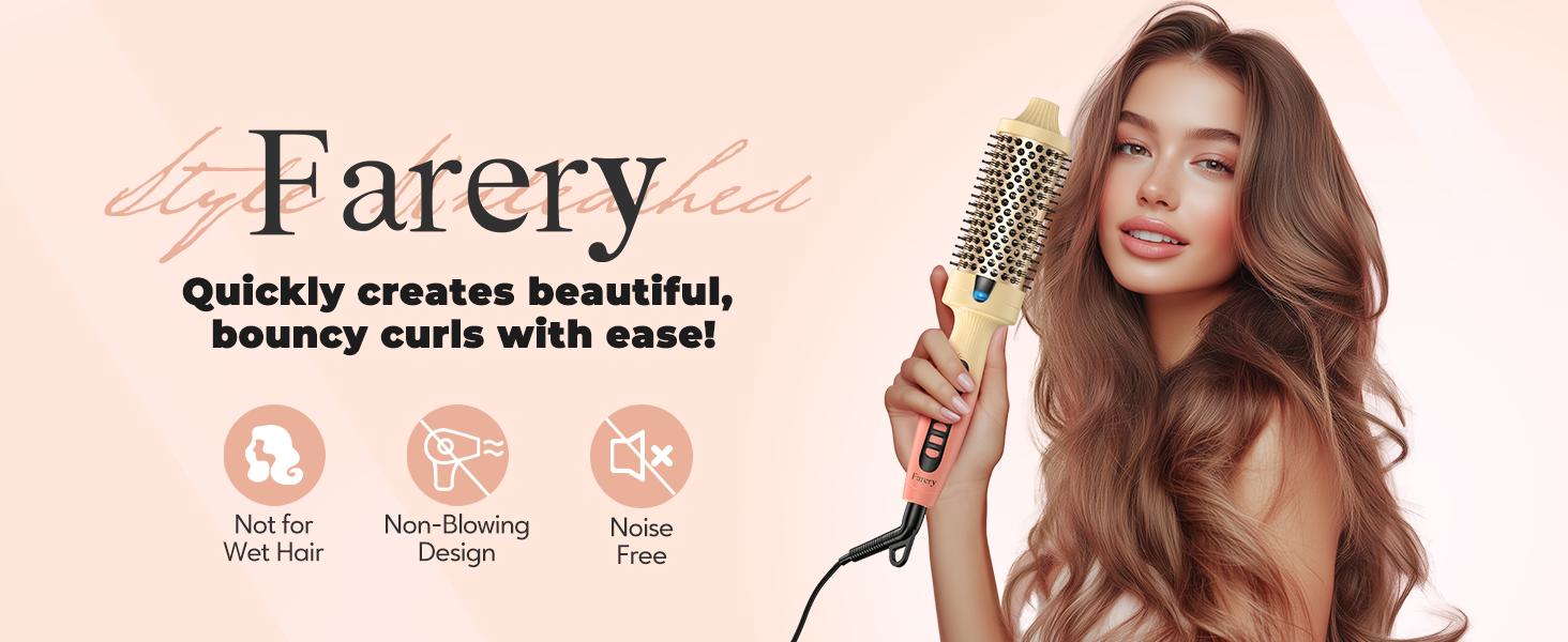 Farery Curling Iron Brush Ceramic, Digital Display 9 Temps Thermal Brush, Dual Voltage Farery Curling Iron Brush Ceramic, Digital Display 9 Temps Thermal Brush, Dual Voltage