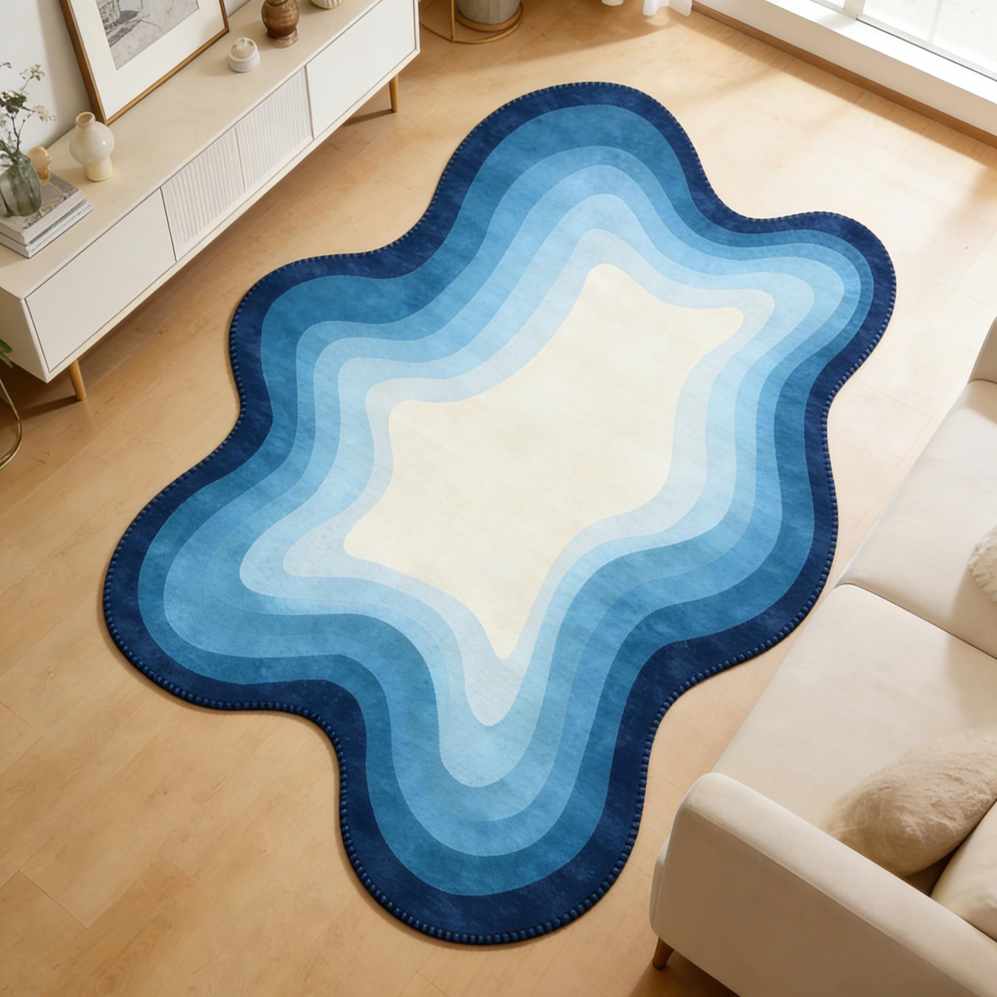 Gradual Cloud Rug, Irregular Abstract Line Mat, Soft Comfortable Non-, Ideal for Living Room Bedroom Bathroom Kitchen Corridor Home Decor