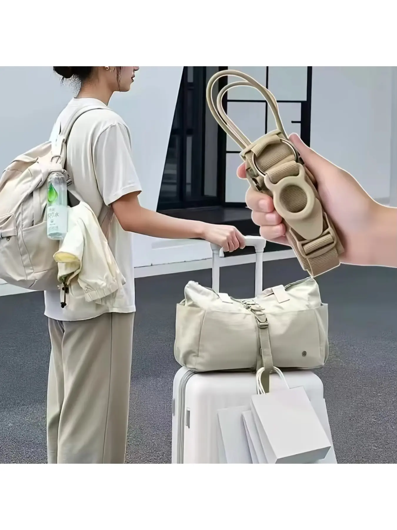 2‑in‑1 adjustable luggage strap with quick‑release buckle and lock, lightweight and easy to use, suitable for backpacks and suit