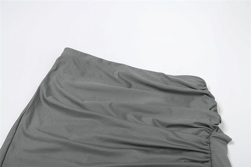 DOUCIU Spring And Autumn Intellectual Elegant Simple Casual Street Photography Look Women'S Thin Solid Color Half-Sleeved Top And Skirt Two-Piece Set, Summer