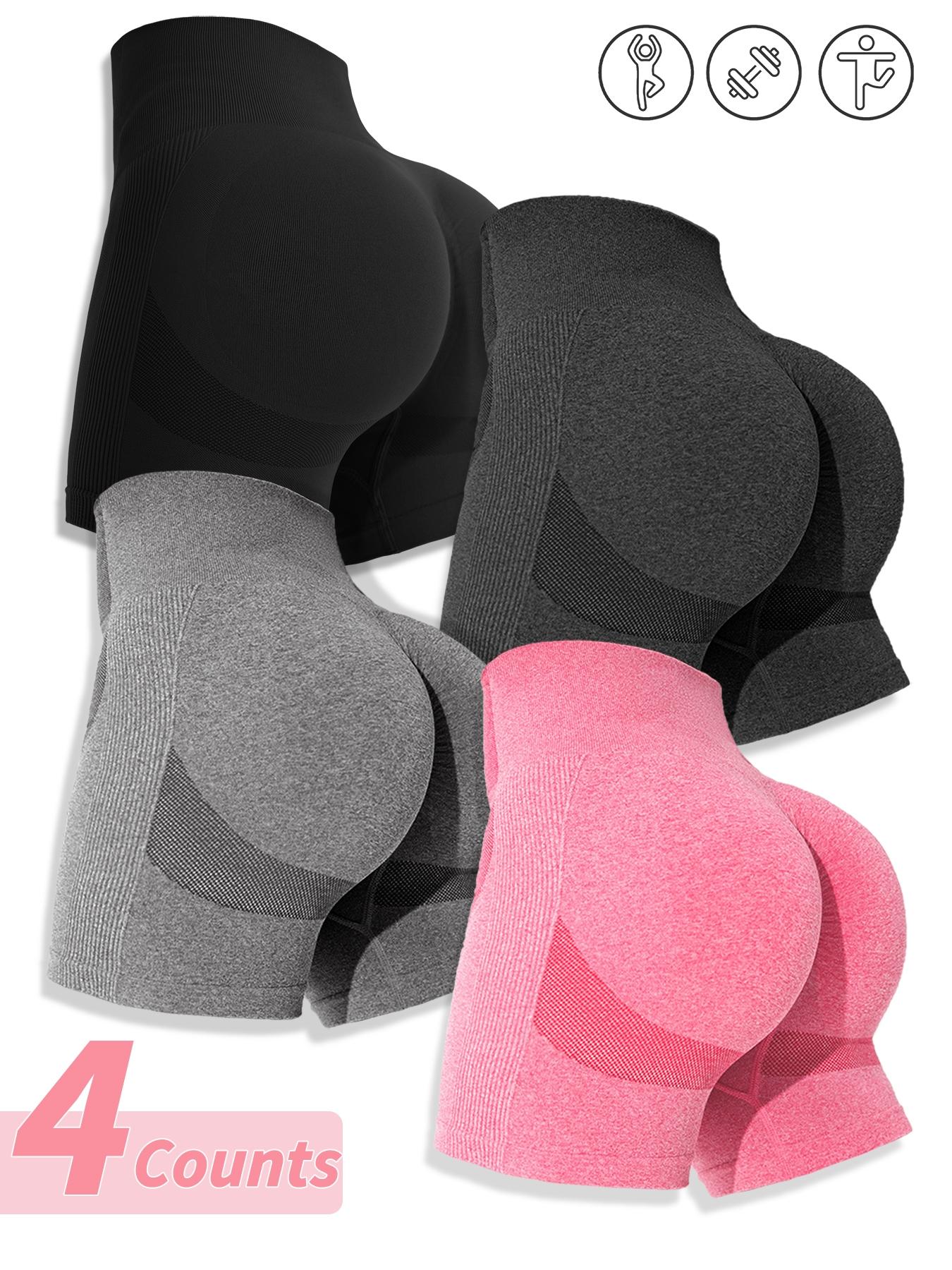 Women's Multicolor Solid High Waist Sports Gym Shorts, Spring Seamless High Stretch Comfortable Breathable Tummy Control Gym Workout Running Yoga Shorts, Ladies Sportswear Clothing, Summer Clothes Women