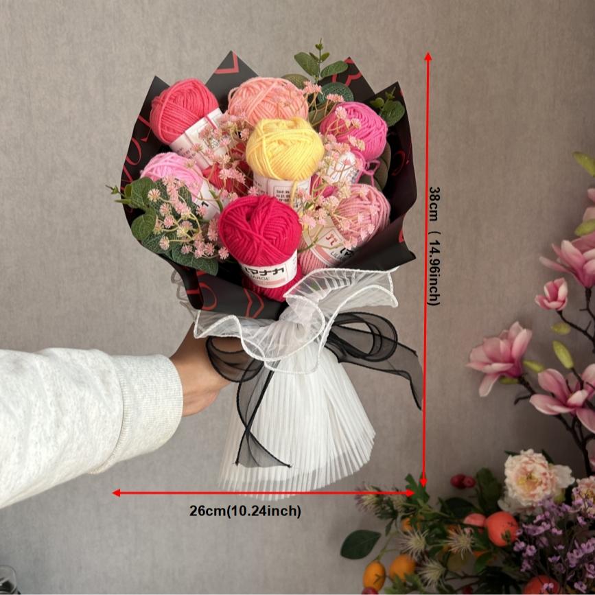 Knitted Bouquet Customizable Gift Anniversary Present with Packaging, Hooked Flower Doll DIY Any Favorite Knit Item Christmas Thanksgiving