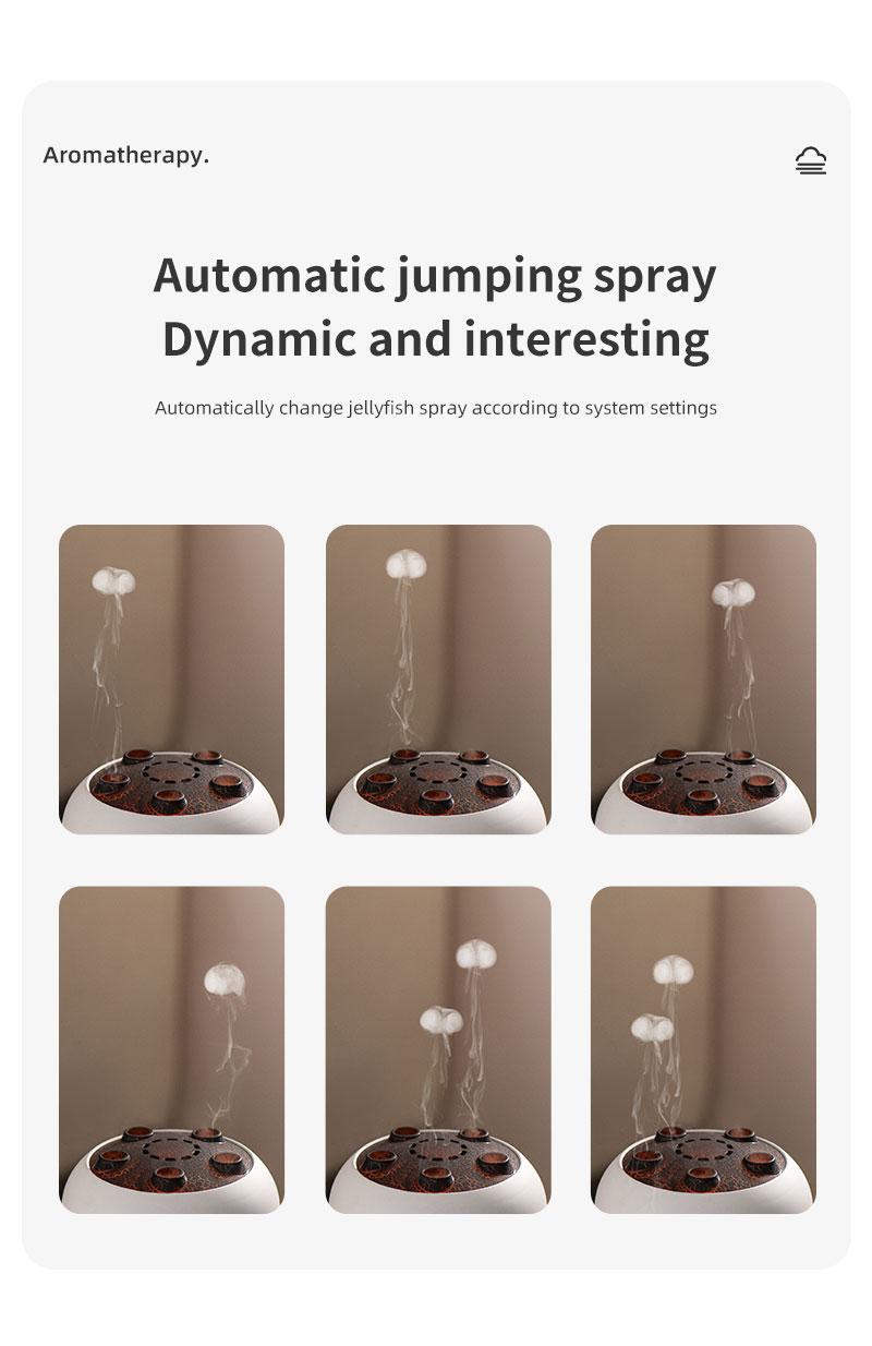 Dynamic multi-spray aromatherapy machine desktop flame humidifier household large fog colorful light remote control mist  magic wireless jellyfish  diffuser