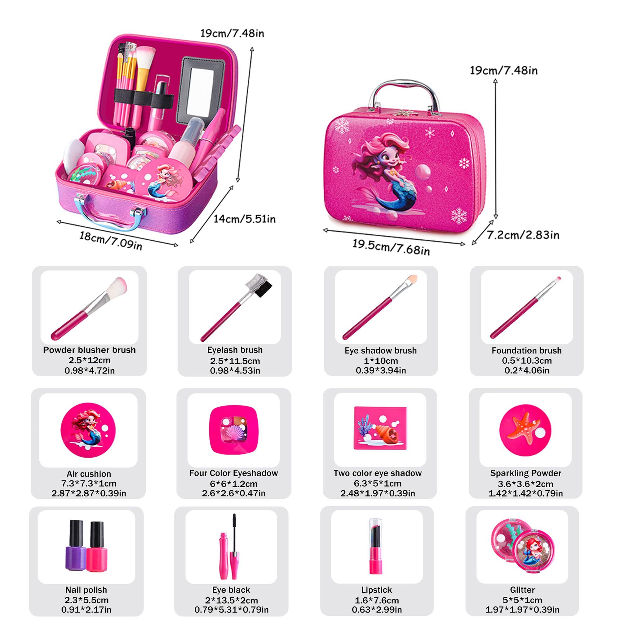Realistic Makeup Toy Set, 22/14pcs Plastic Cosmetic Bag Kit, Non-Real Cosmetics, 3 to 9 Years Old, Princess Birthday Gift
