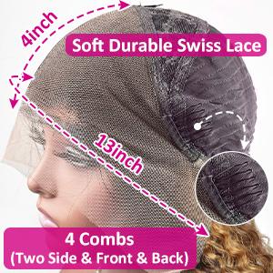 4/27 Highlight Lace Front Wigs Human Hair Pre Plucked Bleached Knots 180% Density 13x4 HD Ombre Honey Blonde Deep Wave Human Hair Wigs with Baby Hair 30inch