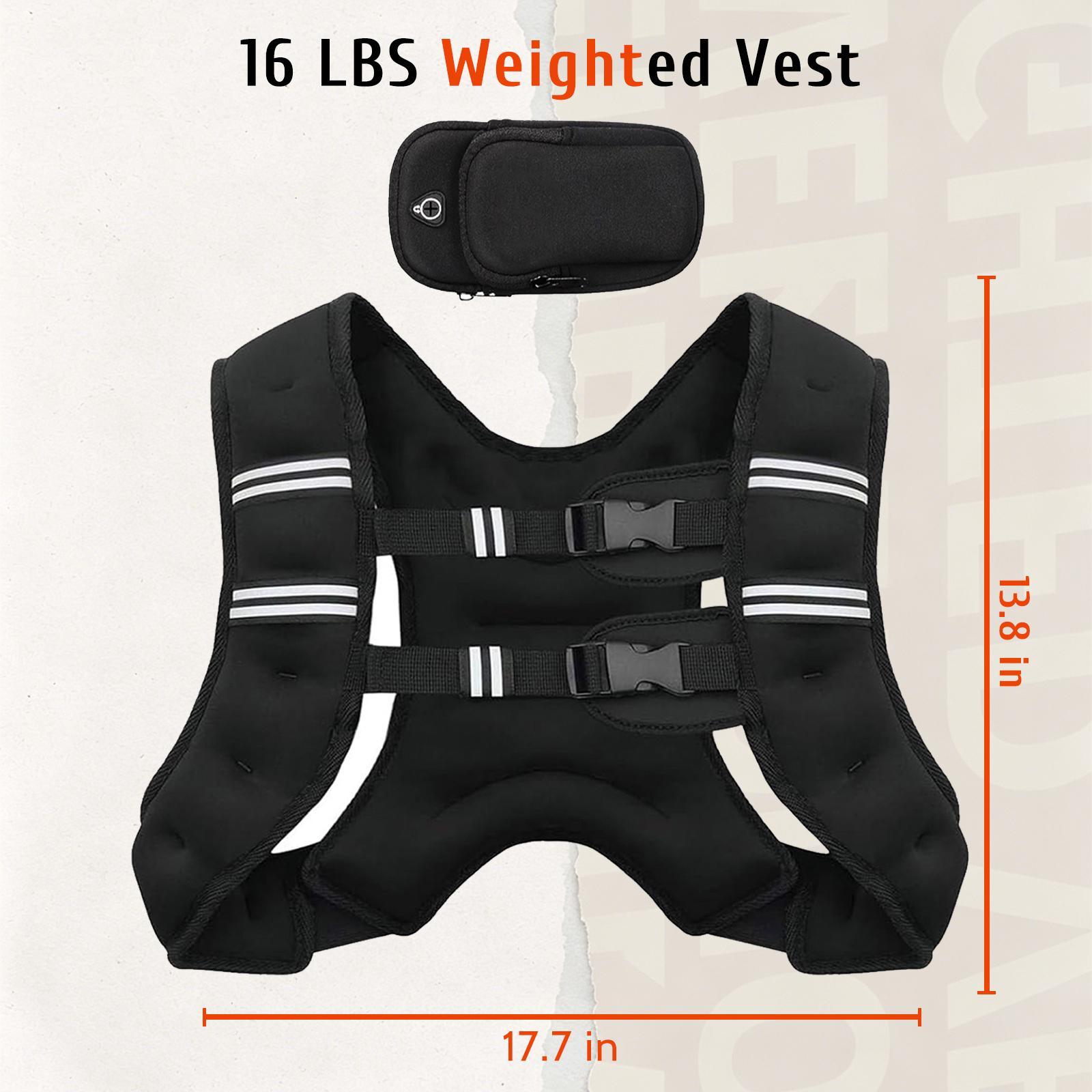 【DealsForYouDays】Adjustable Weighted Rucking Vest for Men & Women, 8lbs-25lbs Weight Range, with Detachable Phone Pouch for Walking, Training