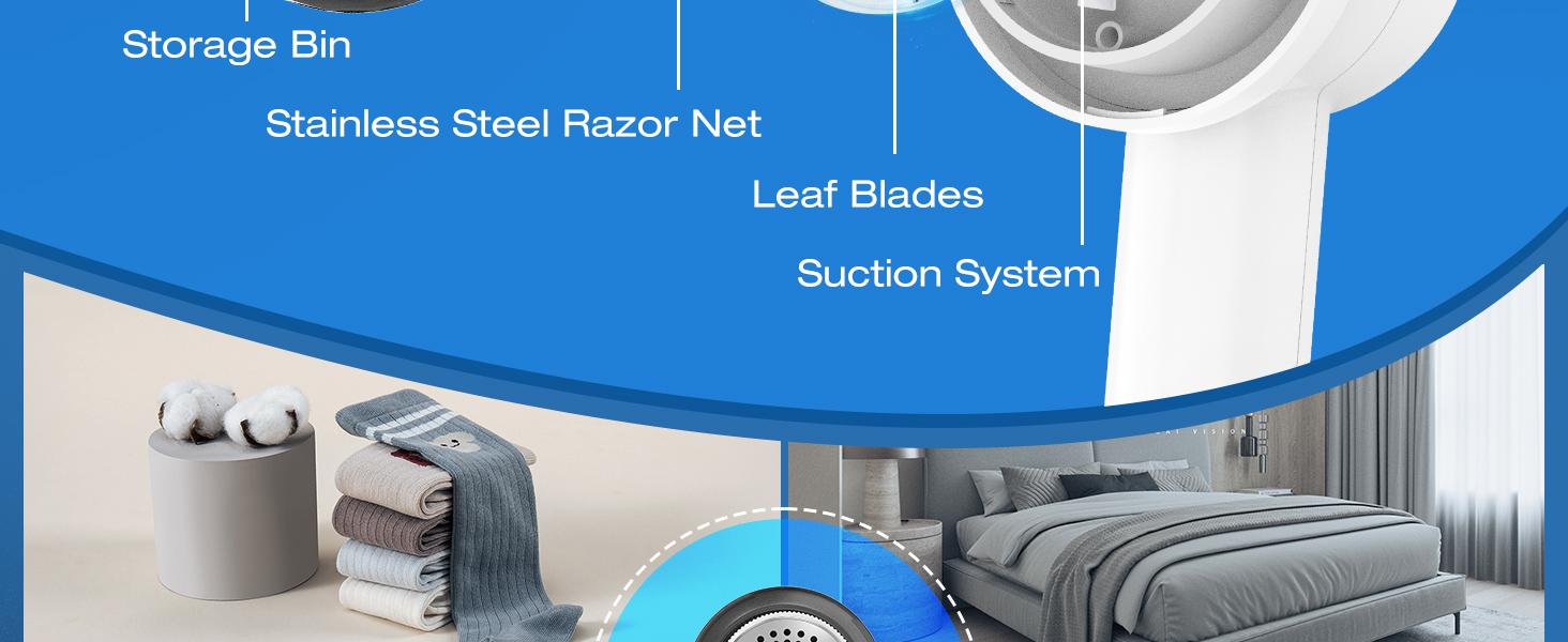 Fabric Shaver, Lint Remover Wireless Rechargeable 6-Leaf Blades 3-Speed LED Display Electric Lint Shaver Portable for Clothes Furniture Sweater Curtain, Fabric-Shaver-Lint-Remover