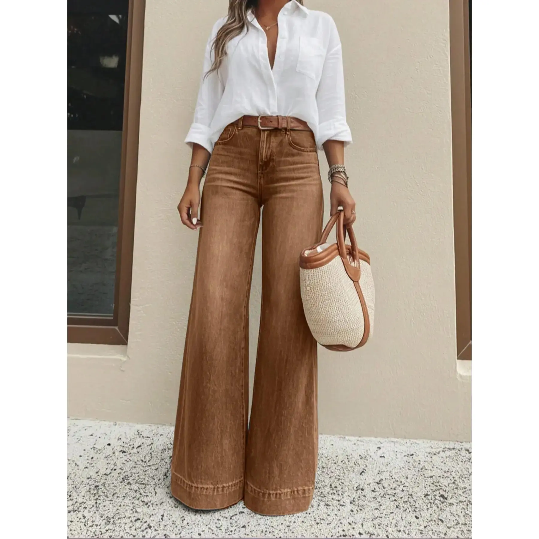 Women's Loose Fit Baggy Oversized Straight Leg Denim Jeans with Pockets, Basic, Comfortable and Fashionable, Perfect for Daily Wear, Versatile Casual Style, Womenswear, Everyday, Pants