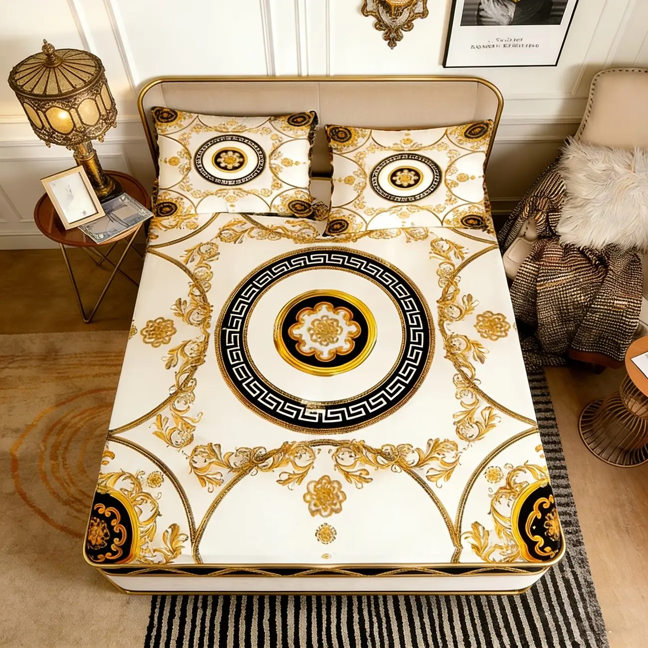 3pcs European Classical Bed Sheet Set, Soft Breathable Bedding, Includes 1 Duvet Cover and 2 Pillowcases, Suitable for All Seasons