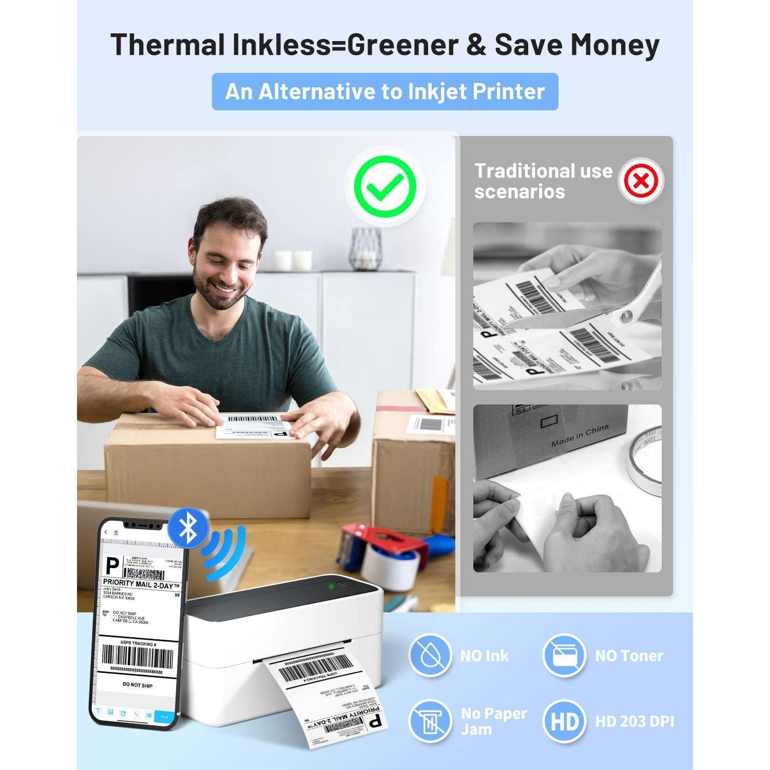 Phomemo 241BT Wireless Shipping Label Printer – 4x6 Thermal Printer for Small Business, Compatible with iPhone, Android, Amazon, Shopify, UPS