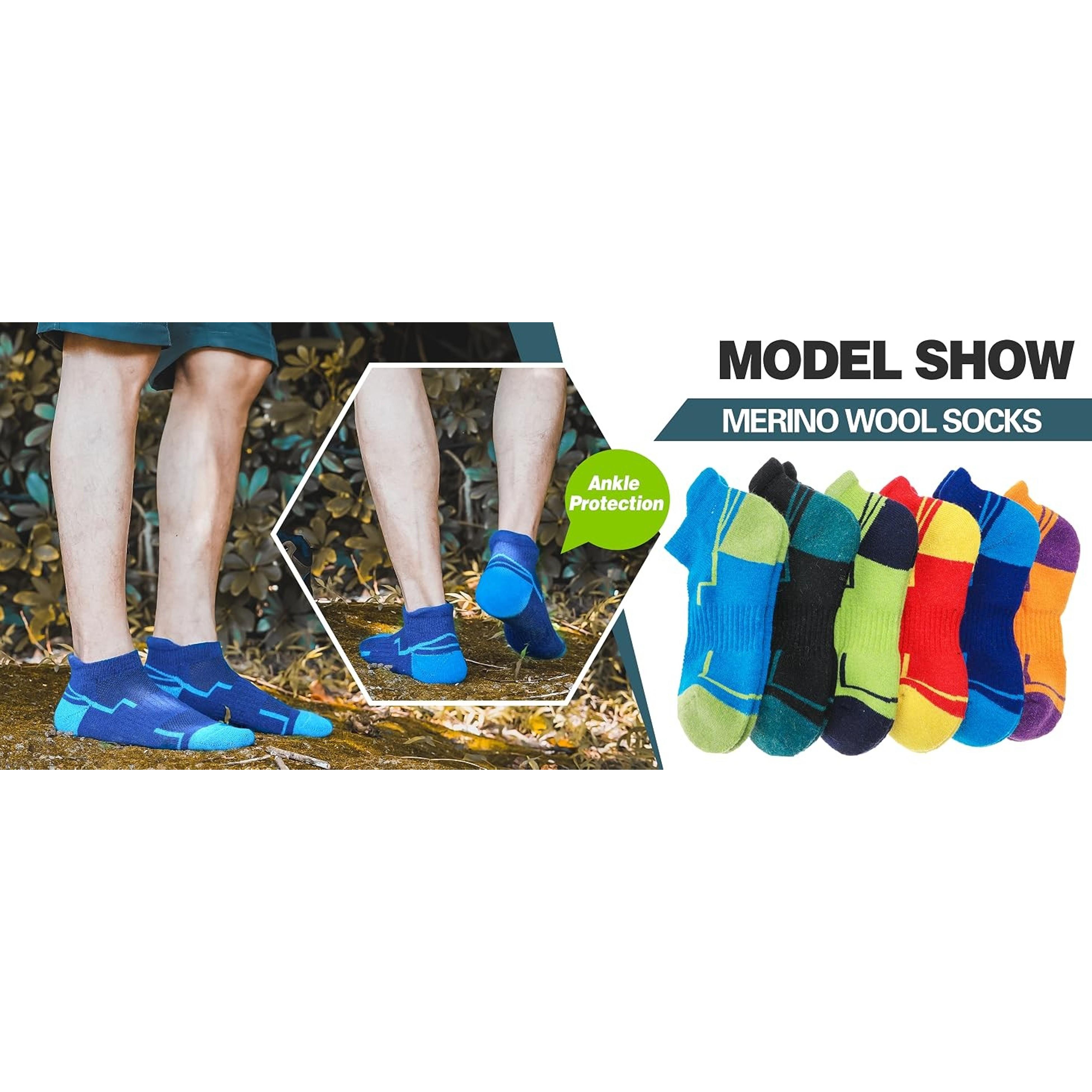 6 Pairs Merino Wool Ankle Hiking Running Socks Compression Support Thick Athletic Low Cut Socks for Women Men