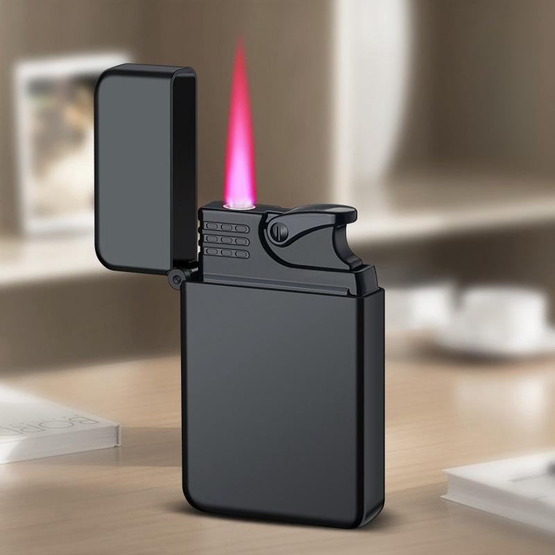 Wind-Resistant Metal Torch Lighters with Red Flame & Dragon Design, Adjustable Flame, Refillable Butane Gas Lighters for Camping, Bbq & Outdoor Use, Cool Gift for Men (Butane Not Included)