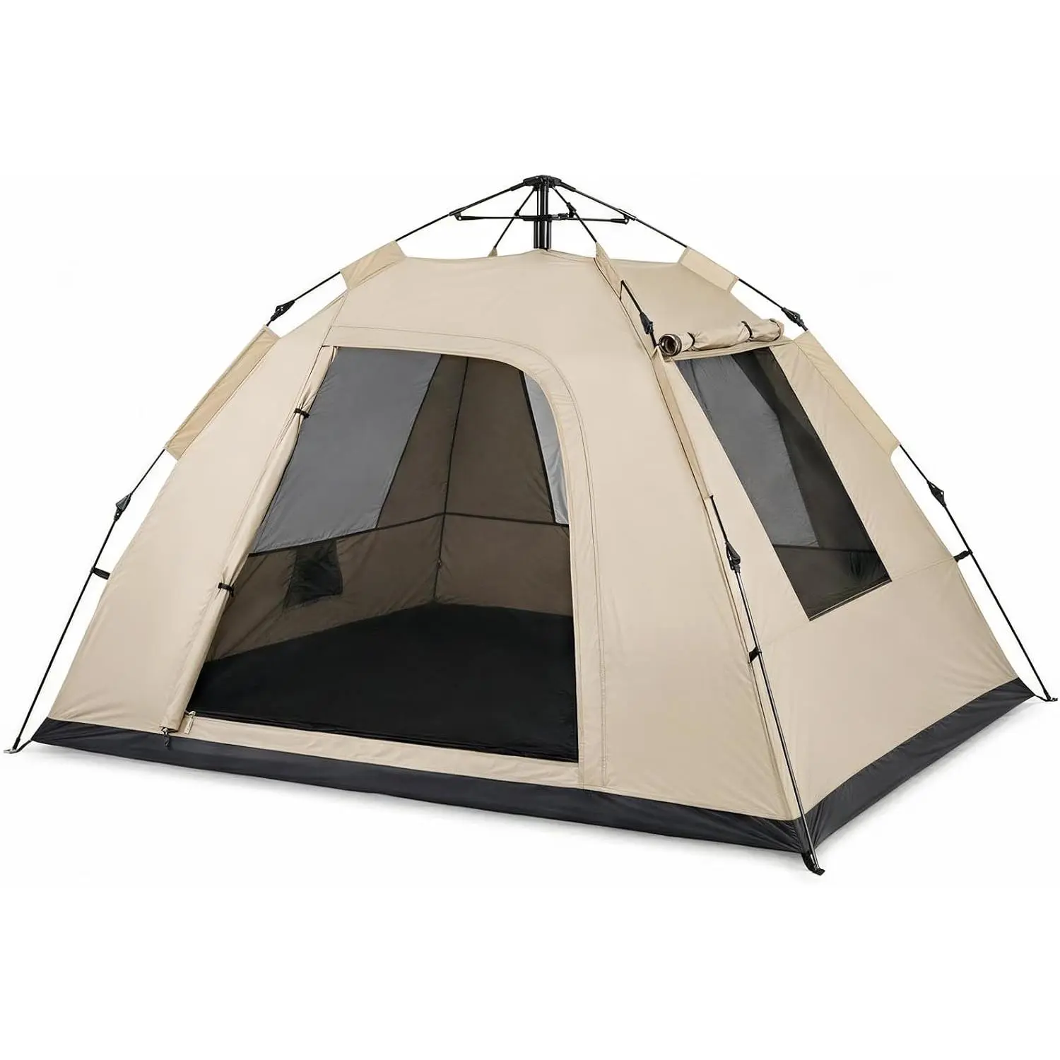 Instant Pop Up Camping Tent for 2-4 People, Quick Setup with Pre-Attached Poles, 4-Side Mesh, Ventilation, Lightweight, Portable, Carry Bag, Inner Pocket & Hook, for Park Outdoor Use