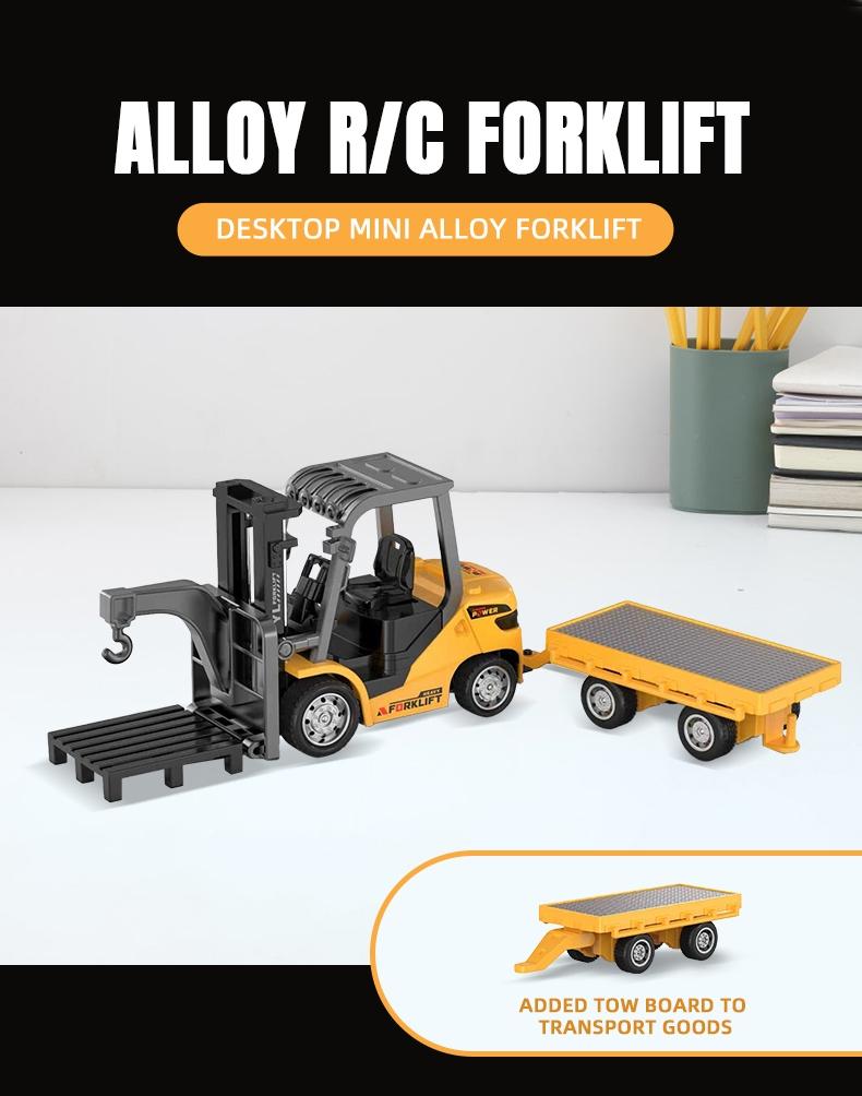 Mini Dump Mini Forklift Toy, 1:64 Scale Truck Remote Control Car with Lights, Electric Construction Vehicle Toy, Fun Birthday Christmas Gifts
