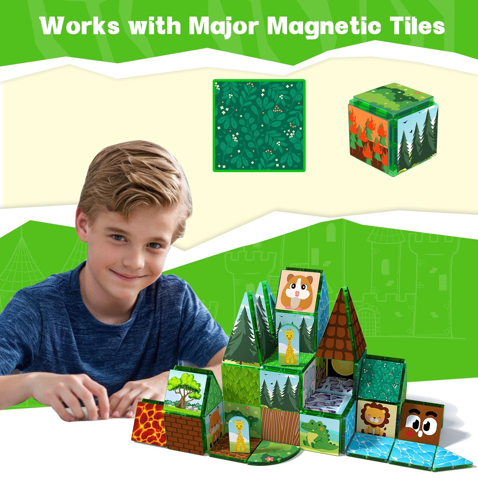52pcs/48pcs Magnetic Tiles, Colorful Building Blocks, Stem Educational Toy, Creative Puzzle Board, Ages 3-8, Birthday Gift for Kids