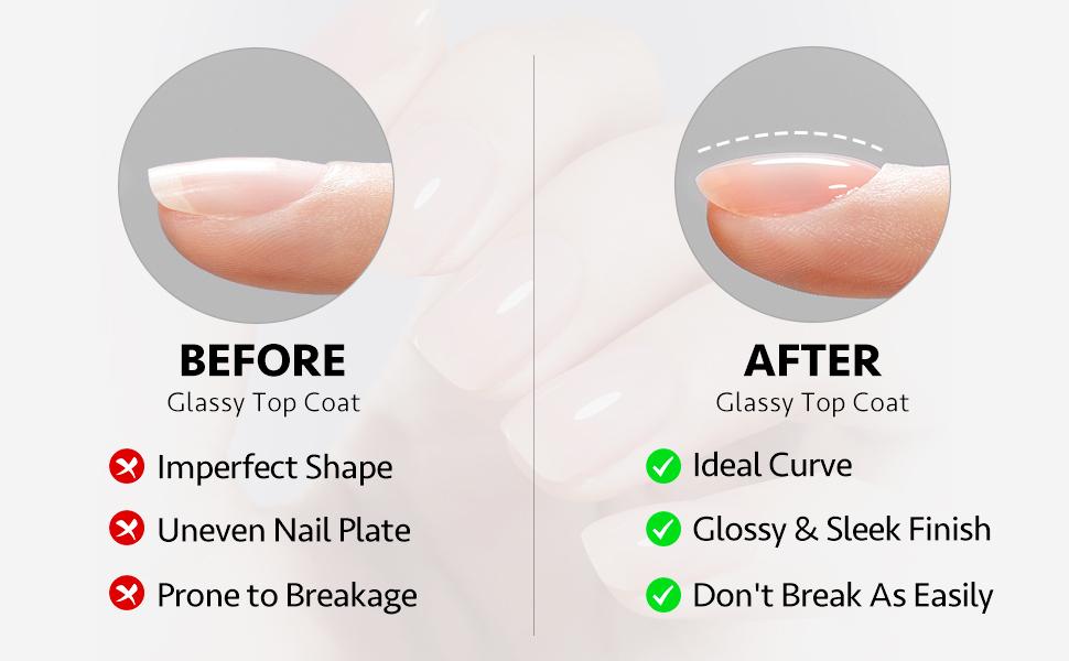 GAOY 16ml 2 Pcs Glassy Gel Top Coat and Base Coat Set Holiday Gift Pick,No Wipe Foundation Combination for UV Light Cure Nail Polish