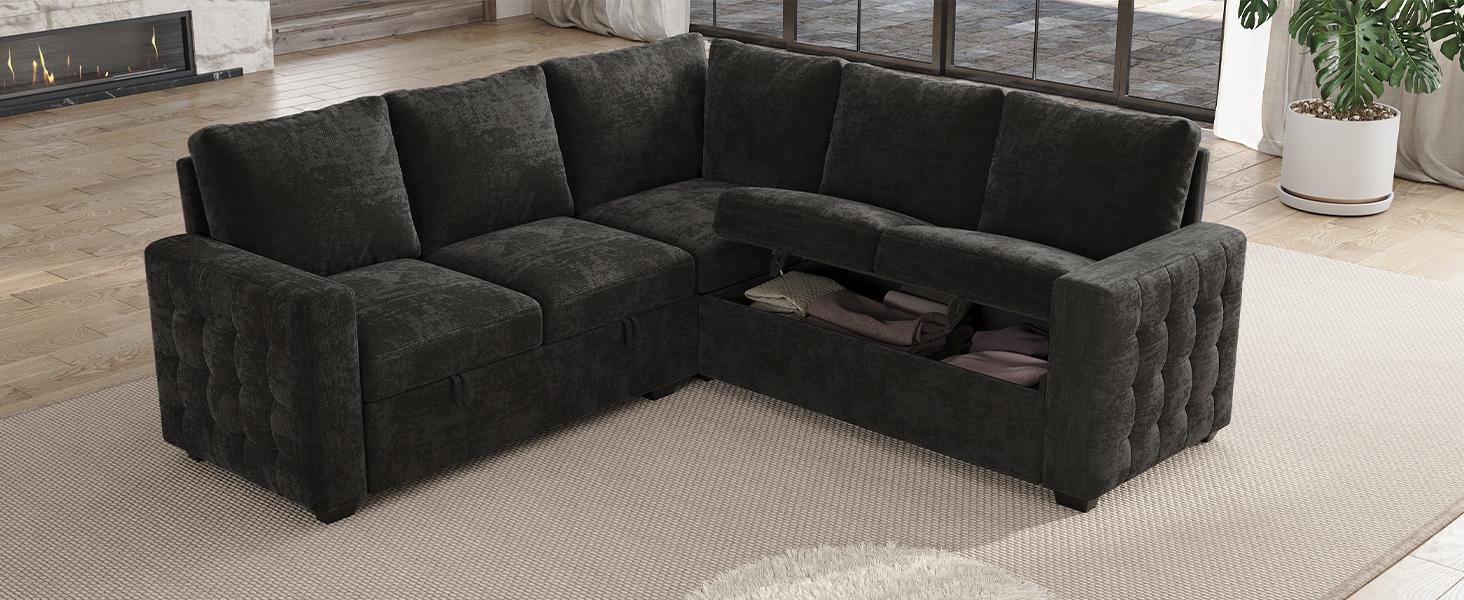 【4-5 Packages】86 Inch Sectional Sleeper Sofa, 5-7 Seat L Shaped Sleeper Sectional Couch with Pull Out Bed, Convertible Sofa Bed with Storage for Living Room, Apartment, Modular Cloud Couches 【4-5 Packages】86 Inch Sectional Sleeper Sofa, 5-7 Seat L Shaped Sleeper Sectional Couch with Pull Out Bed, Convertible Sofa Bed with Storage for Living Room, Apartment, Modular Cloud Couches