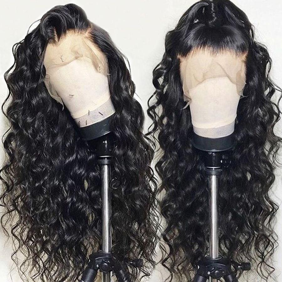Loose Deep Wave Lace Front Wigs Human Hair 200 Density Glueless Wigs for Women Blended Hair Loose Wave 13x4 HD Transparent Lace Front Wigs Pre Plucked with Baby Hair Natural Black Color
