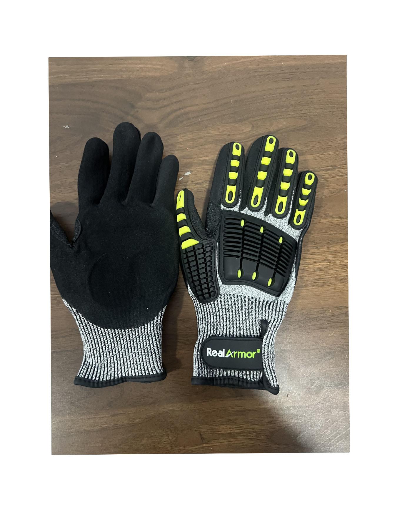 Men's Cut-Resistant Anti-Slip Safety Work Gloves With Grip, Glass Handling, Construction Safety, 5-Level Impact Resistance, Tpr Palm Protection