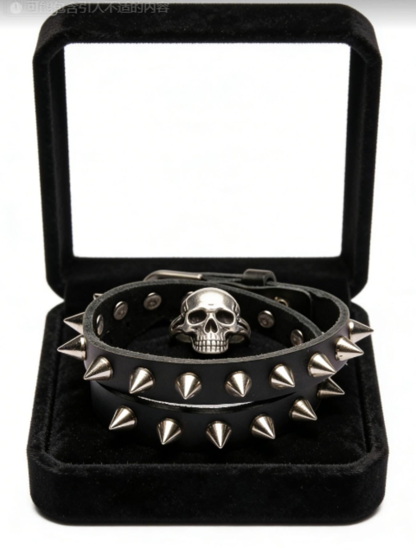 Punk Spike Leather Wrap Bracelet for Men Women –Studded Cuff with Irregular Wrap Design, Vintage Gothic Rock Bangle, Adjustable Black Wristband, Unique Singles Party Gift for Him Her