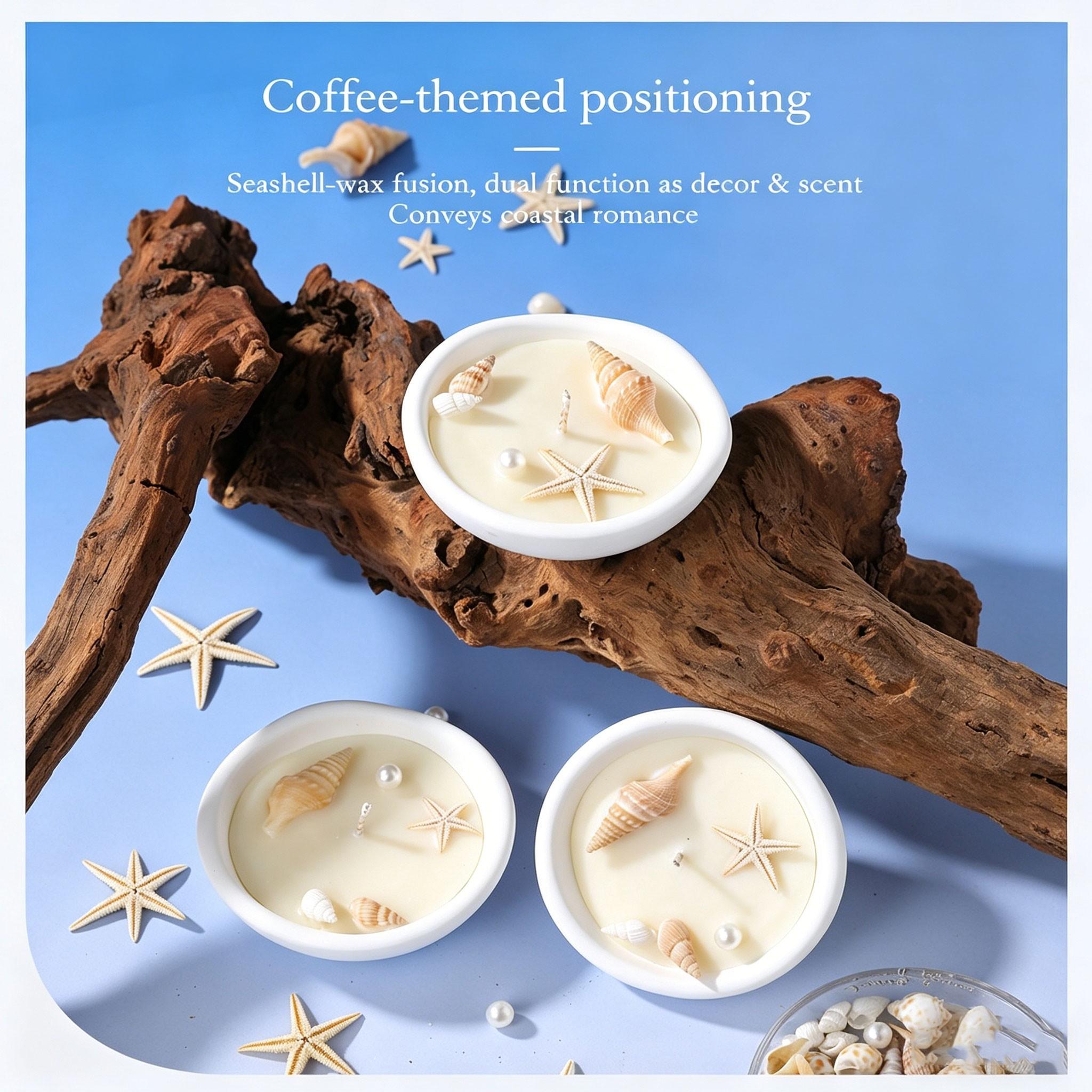 Ocean Aromatherapy Candle, Shell Starfish Pearl Decor, 2 Colors, Long-Lasting Ocean Scent, Non-Toxic Wax, Coastal Home Spa Gift