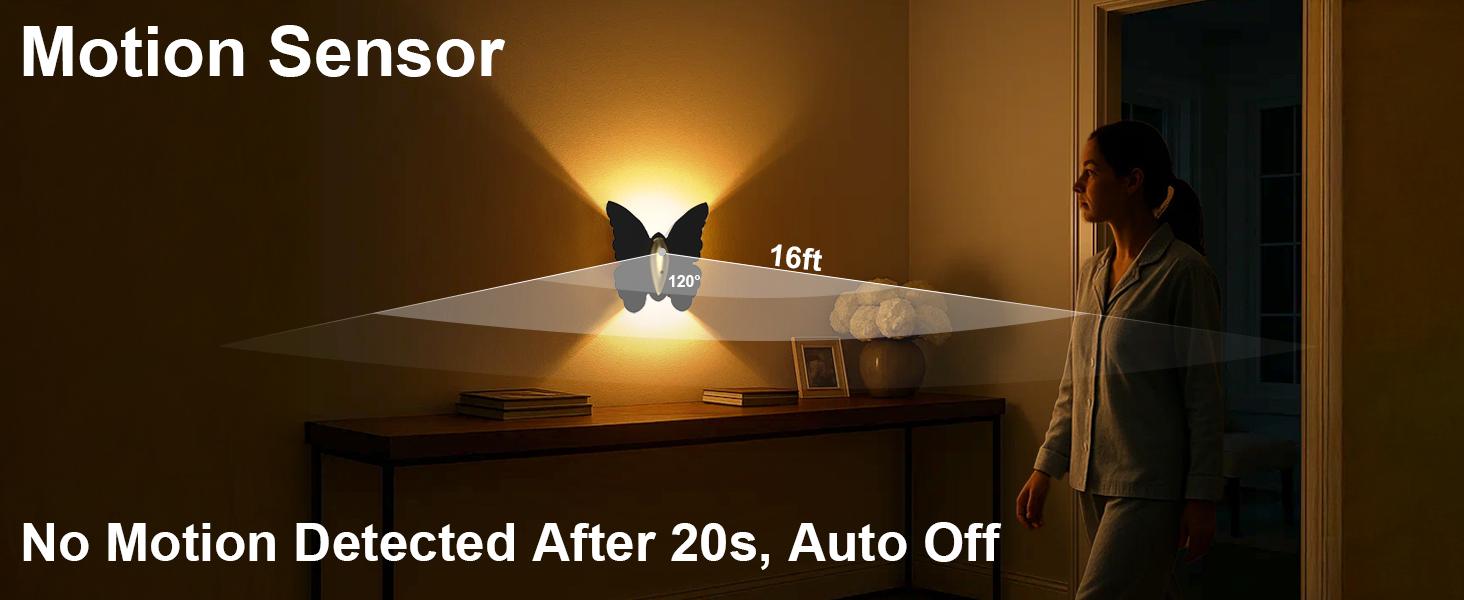 Spring Sales 2 Pack Smart Montion Sensor Butterfly wall Lights W/ Remote Control Rechargeable 5000mAh Battery USB-C Charging 3 Color Temperatures for Bedroom Living Room